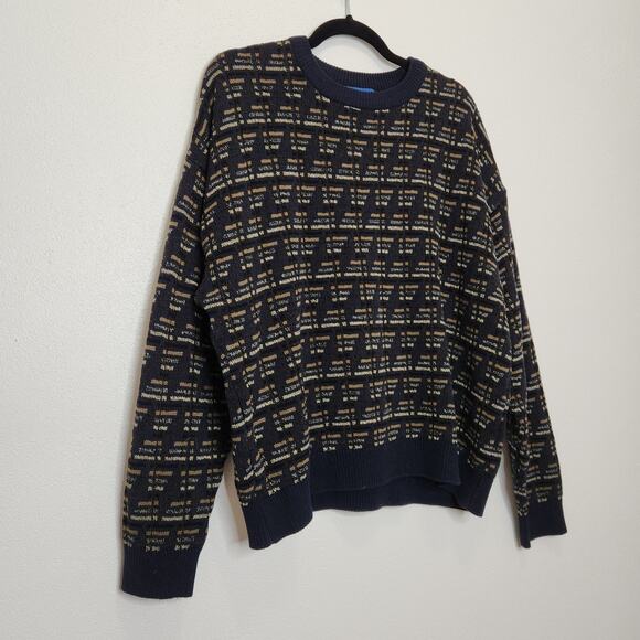 Vintage Towncraft Sweater Grandpa Dad Core Large Art Abstract Knit Shirt Crew - Picture 2 of 5